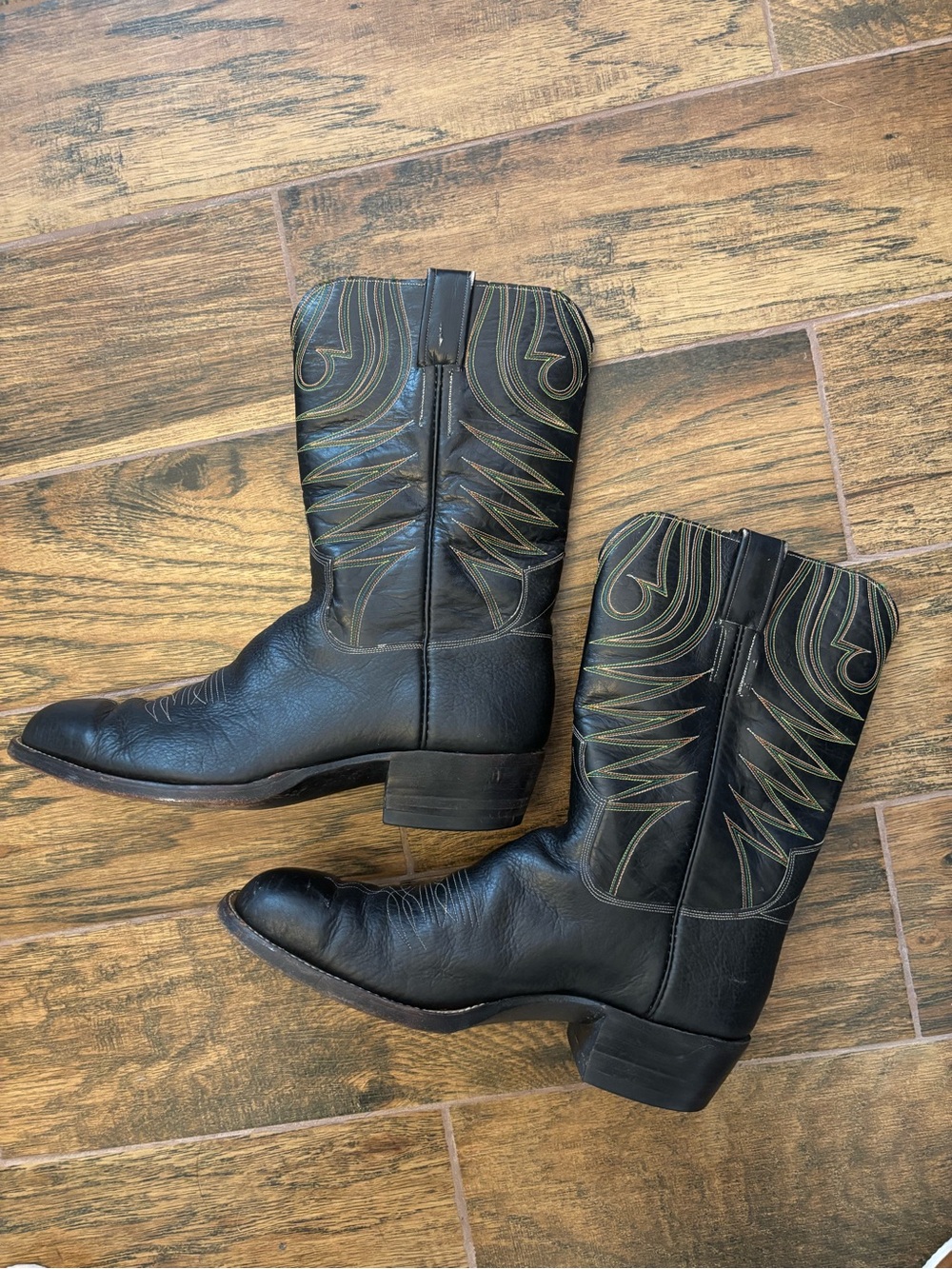 Vintage Paul Bond Custom Cowboy Boots Black Leather 10D